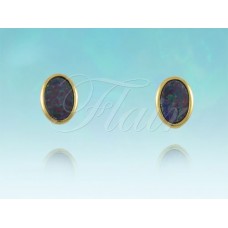 Oval Bezel Set Stud Gold Plated